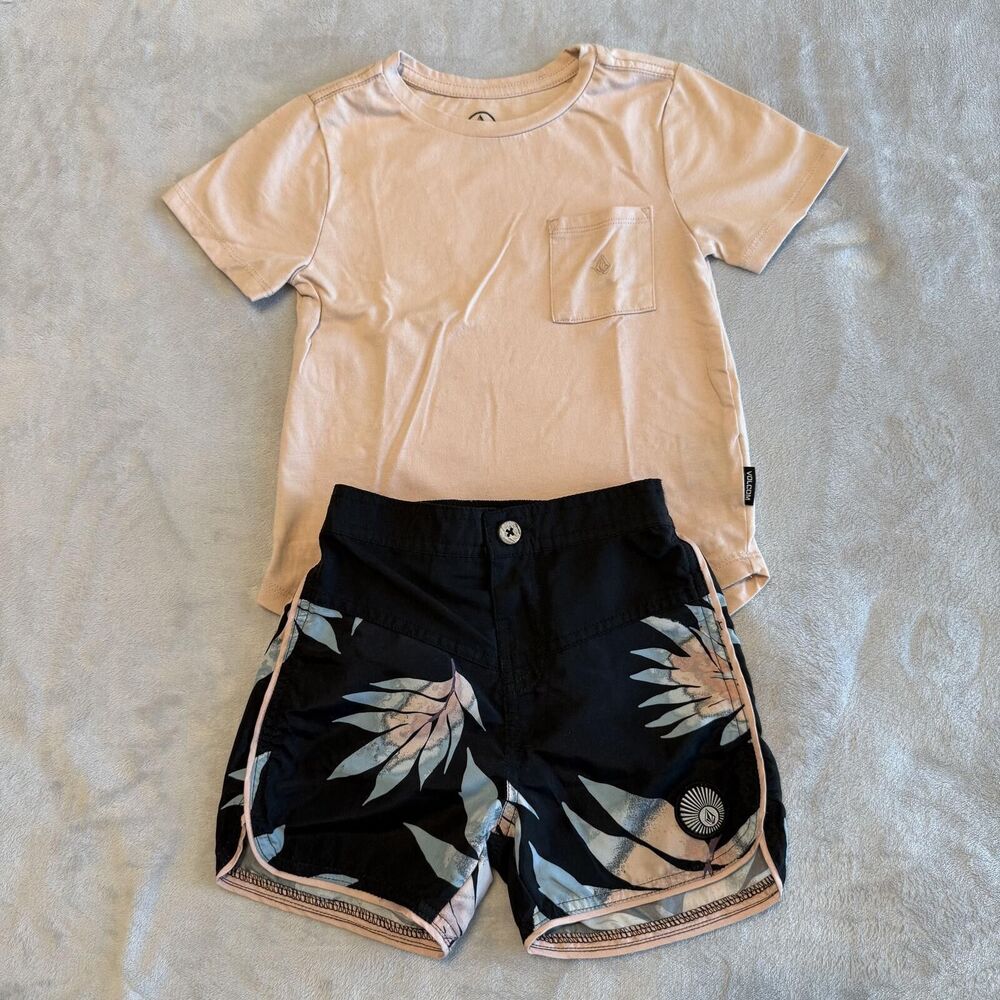 Volcom Kids Two-Piece Short Sleeve Tee and Printed Shorts Set 4T
